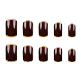 24pcs/Set Brown Solid Color French Press-On Nails