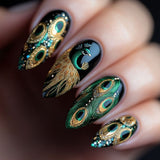 24pcs/Set Peacock Feather Press-On Nails
