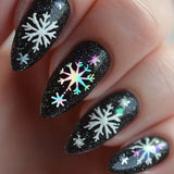 24pcs/Set Colorful Gradient Snowflake Black Press-On Nails