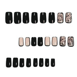 24pcs/Set Black Striped French Press-On Nails