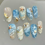 30pcs/Set Beach Waves Starfish & Seashell Press-On Nails