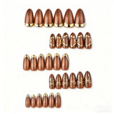 24pcs/Set 3D Bow Gold French Tips Press-On Nails