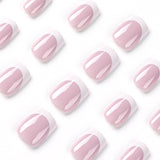 24pcs/Set White French Tip Short Press On Nails