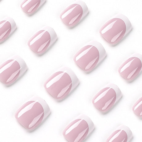 24pcs/Set White French Tip Short Press On Nails