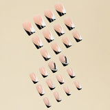 24pcs/Set Black and White French Tip Press-On Nails