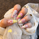 24pcs/Set French Lemon Blossoms Press-On Nails