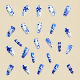 24pcs/Set Porcelain Pattern with Blue Stripes Press-On Nails