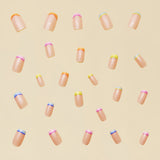 24pcs/Set Colorful French Tips Short Press-On Nails