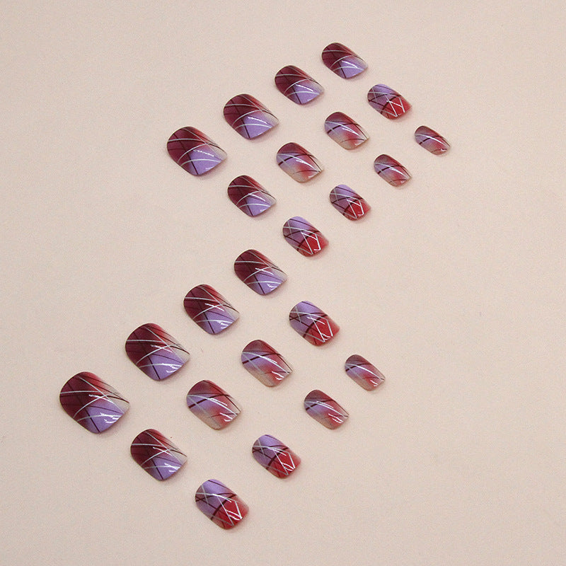 24pcs/Set Glazed Ice Frost Ombre Short Press-On Nails