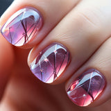 24pcs/Set Glazed Ice Frost Ombre Short Press-On Nails