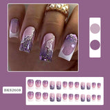 24pcs/Set Sparkling Taro Purple French Tip Press-On Nails