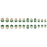 24pcs/Set White Polka Dot Four-Leaf Clover Press-On Nails