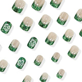 24pcs/Set White Polka Dot Four-Leaf Clover Press-On Nails