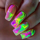 24pcs/Set Green Ombre Shiny Press-On Nails