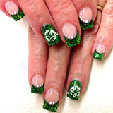 24pcs/Set White Polka Dot Four-Leaf Clover Press-On Nails