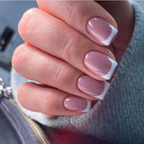 24pcs/Set White French Tip Short Press On Nails