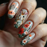 24pcs/Set Bunny & Flowers Press-On Nails