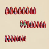 24pcs/Set Red Glitter Christmas Tree Press-On Nails