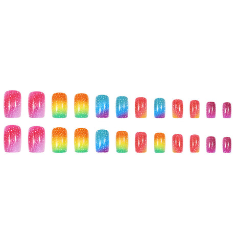24pcs/Set Rainbow Candy Press-On Nails