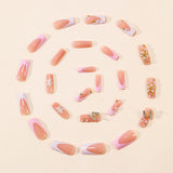 24pcs/Set 3D Embossed Gilded Floral Press-On Nails