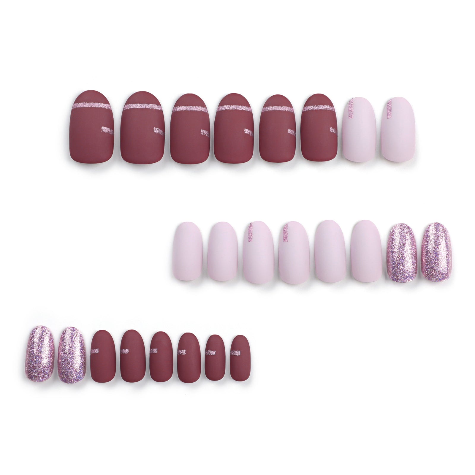 24pcs/Set Sparkling Pink Press-On Nails