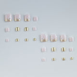 24pcs/Set Flowers French Tips Press On Toe Nails