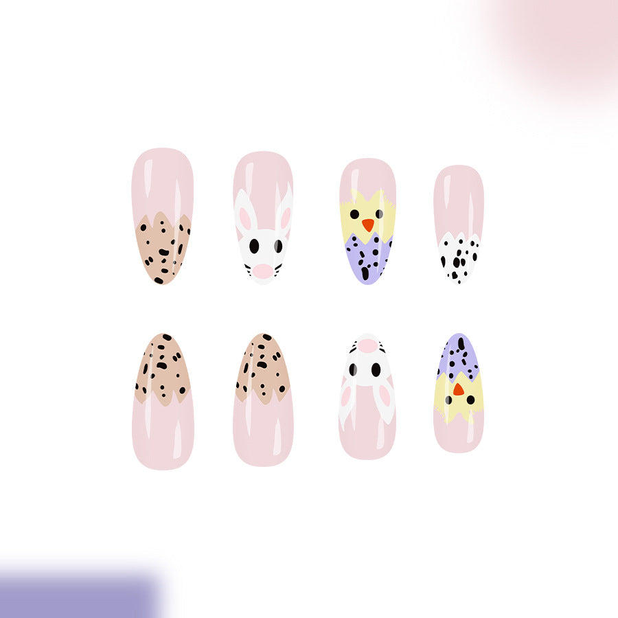24pcs/Set Easter Egg French Bunny Press-On Nails