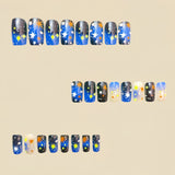 24pcs/Set Multicolored Starry Sky Gradient Press-On Nails