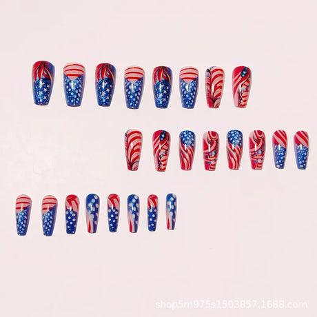 24pcs/Set Feathers, Stars & Stripes Press-On Nails