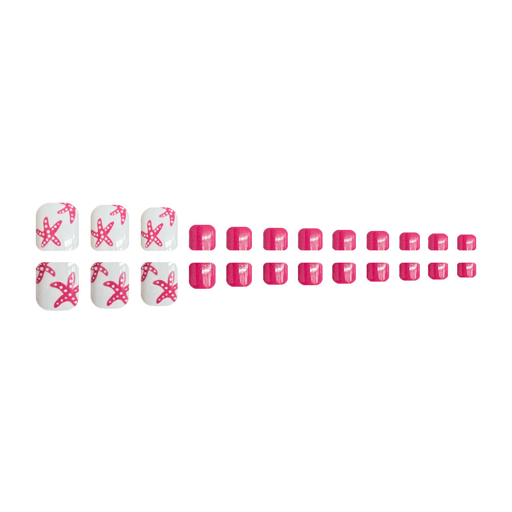 24pcs/Set Starfish Summer Press On Toe Nails