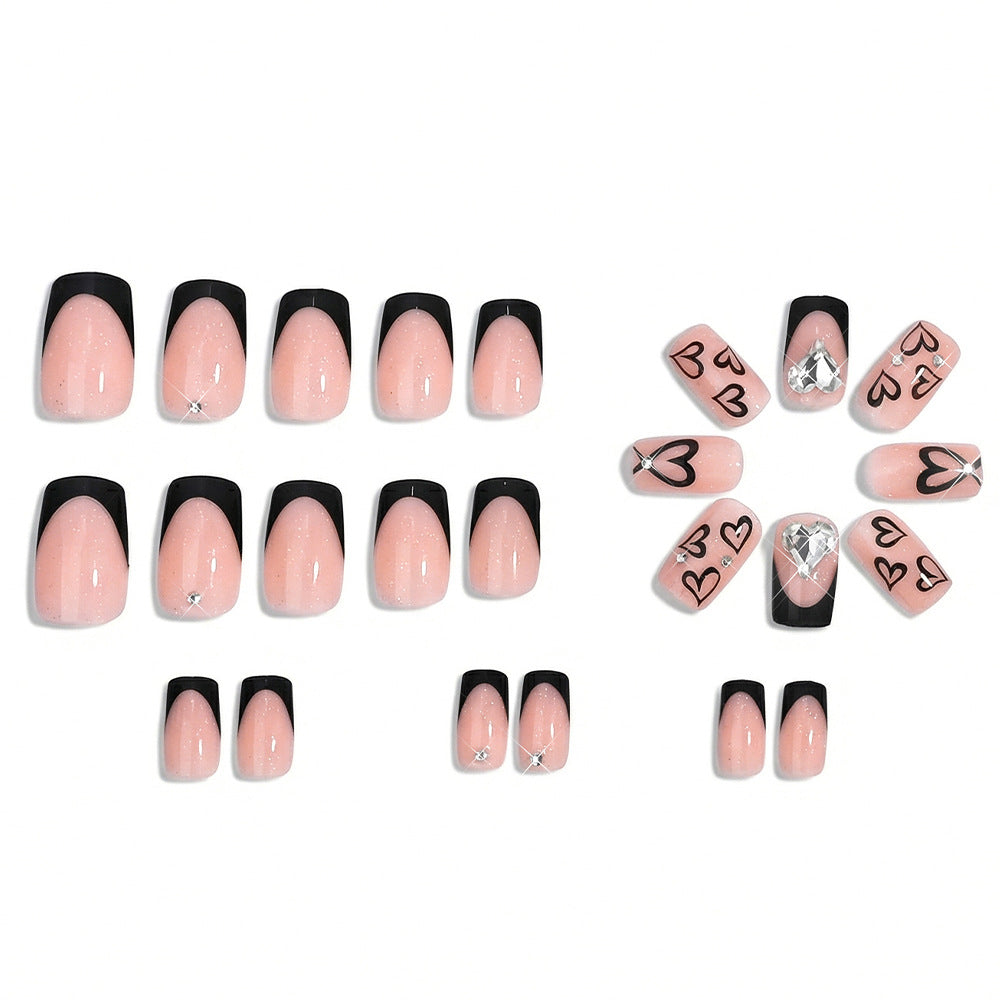 24pcs/Set Heart French Tips Press-On Nails