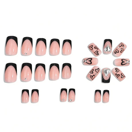 24pcs/Set Heart French Tips Press-On Nails