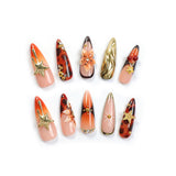 (Handmade) 10pcs/Set Ombre Star Leopard Floral Press-On Nails
