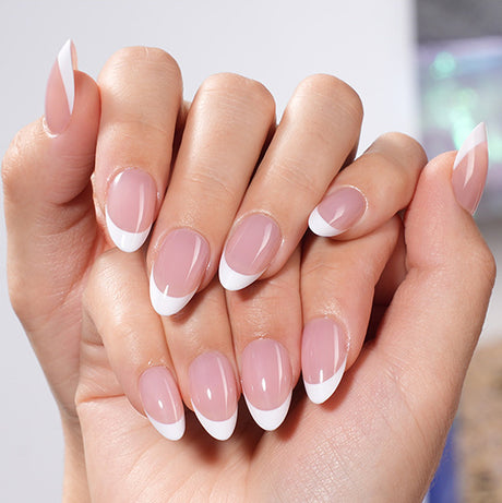 24pcs/Set Classic French Style Almond Press-On Nails