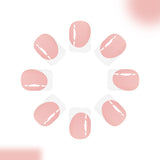 24pcs/Set Minimal Nude & White French Short Press On Nails