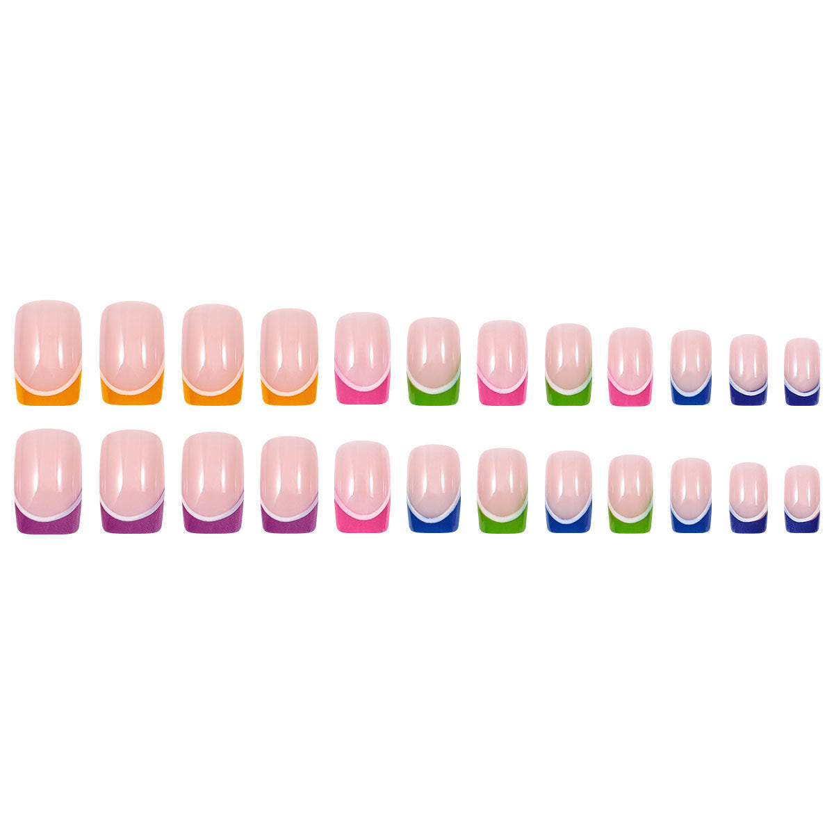24pcs/Set Colorful French Tips Press-On Nails