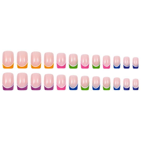 24pcs/Set Colorful French Tips Press-On Nails