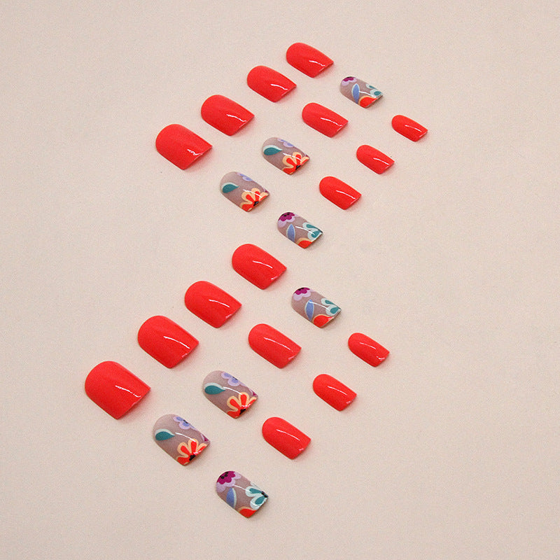 24pcs/Set Cute Little Flower Short Press-On Nails