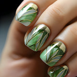24pcs/Set Enchanted Emerald Forest Short Press-On Nails