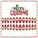 24pcs/Set Christmas Red Snowflake Press-On Nails