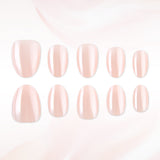 24pcs/Set Apricot Chrome Short Oval Press-On Nails