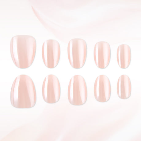 24pcs/Set Apricot Chrome Short Oval Press-On Nails