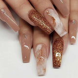 24pcs/Set Marble with Rhinestones Press-On Nails