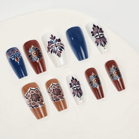 24pcs/Set Mandala Pattern Press-On Nails