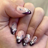 24pcs/Set Color-Block Floral French Press-On Nails