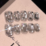 (Handmade) 10pcs/Set Full Rhinestone Ultra Glitter Short Press-On Nails