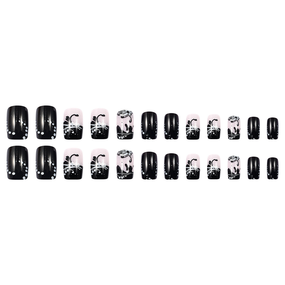 24pcs/Set Dark Floral Press-On Nails