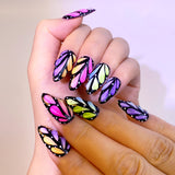 (Handmade) 10pcs/Set Multicolor 3D Butterfly Press-On Nails