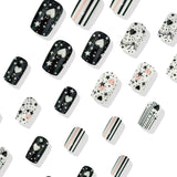 24pcs/Set Color-Blocked Star Heart Press-On Nails