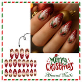 24pcs/Set Christmas Red Snowflake Press-On Nails